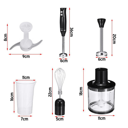 4-in-1 Hand Blender Set with Whisk, Chopper and Mixing Cup