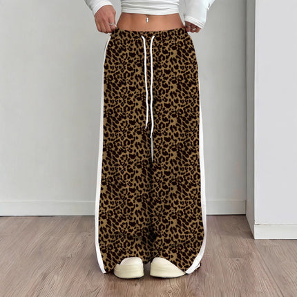 Pantaloni wide-leg con patchwork leopardato