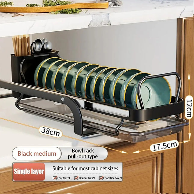 Compact Dish Drying Rack with Utensil Holder and Drip Tray
