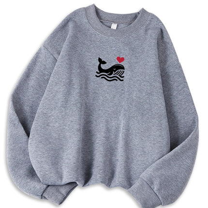 Felpa donna casual con stampa e cappuccio