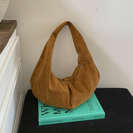 Borsa a Spalla in Suede Effetto Morbido