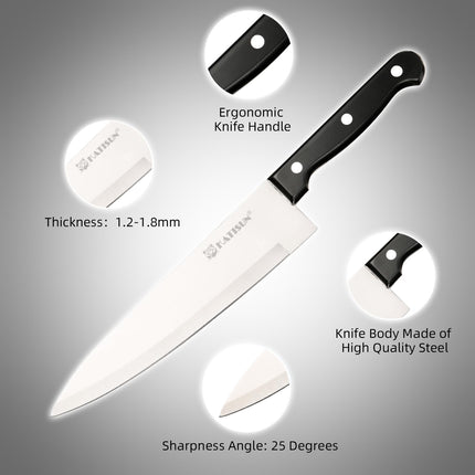 19-Piece Kitchen Knife Set with Block – German Stainless Steel Knives, Built-In Sharpener, Dishwasher Safe
