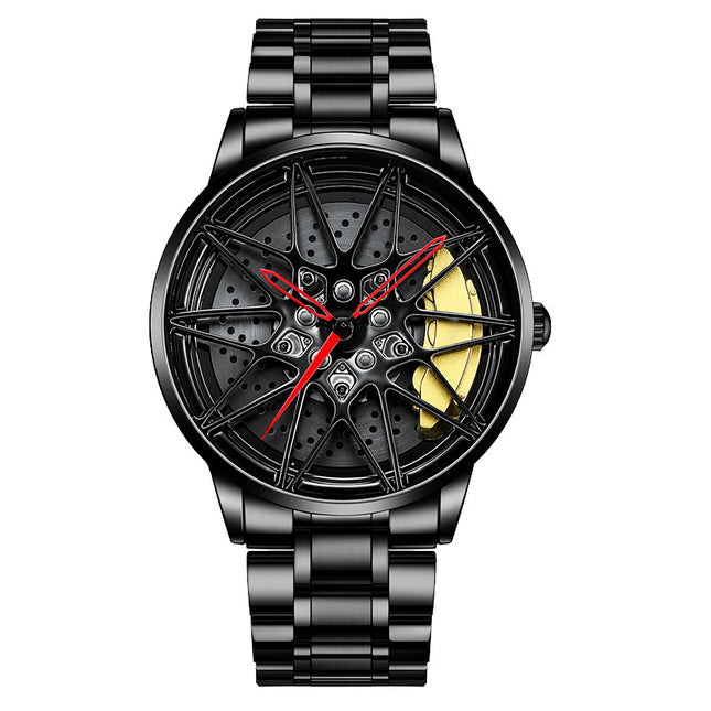 Orologio Uomo Design Meccanico – Modello Skeleton Nero con Dettagli a Contrasto