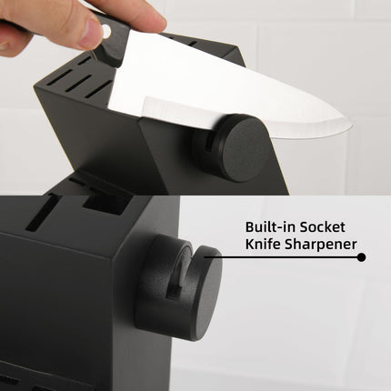19-Piece Kitchen Knife Set with Block – German Stainless Steel Knives, Built-In Sharpener, Dishwasher Safe