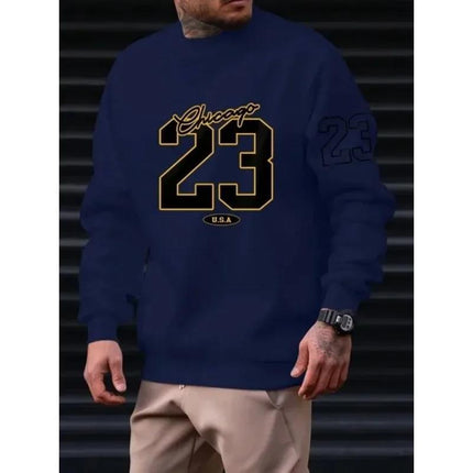 Felpa Uomo Casual con Stampa 23 – Sweatshirt Sportiva Girocollo