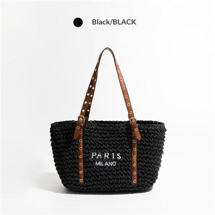Borsa Mare in Paglia “PARIS” – Shopper Estiva con Manici Lunghi